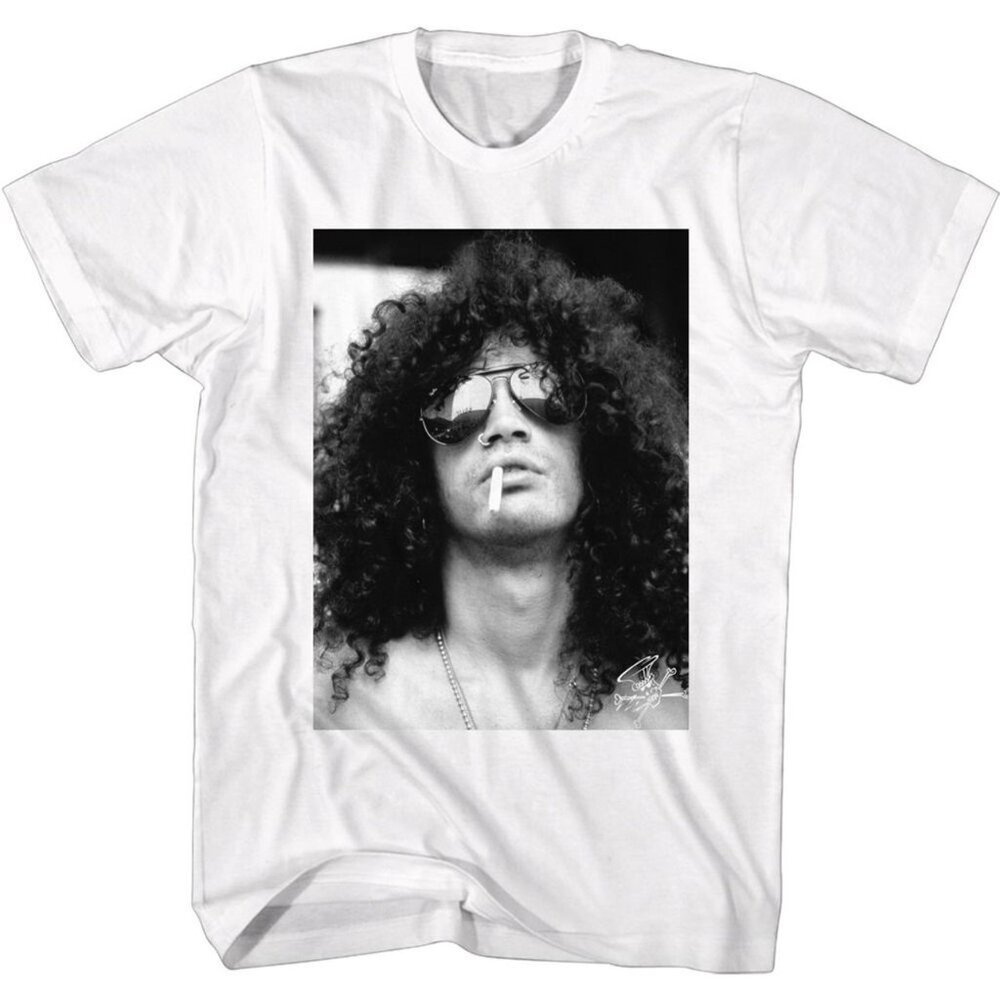 Slash With Cig Rock Guitarist Music Legend Classic Black White Graphic T-Shirt
